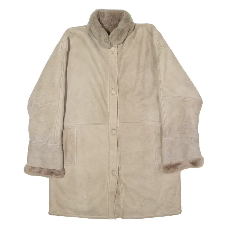 Womens Overcoat Coat Beige Shearling 90s L