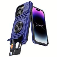 360° Rotating metallic Stand Phone Case with Dual Card Slot Design, Shockproof Phone Protective Cover, Phone Accessories for...
