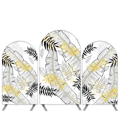 Aperturee Tropical Leaves Theme Summer Birthday Arch Backdrop Kit | Diy Round Arch Backdrop | Round Arch Backdrop Cover | Cir...