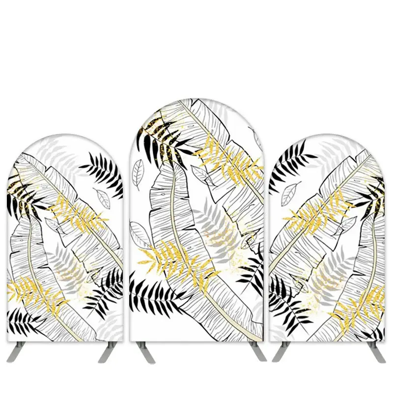 Aperturee Tropical Leaves Theme Summer Birthday Arch Backdrop Kit | Diy Round Arch Backdrop | Round Arch Backdrop Cover | Cir...