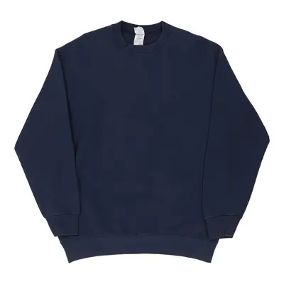 Fruit Of The Loom Sweatshirt - Large Navy Cotton Blend