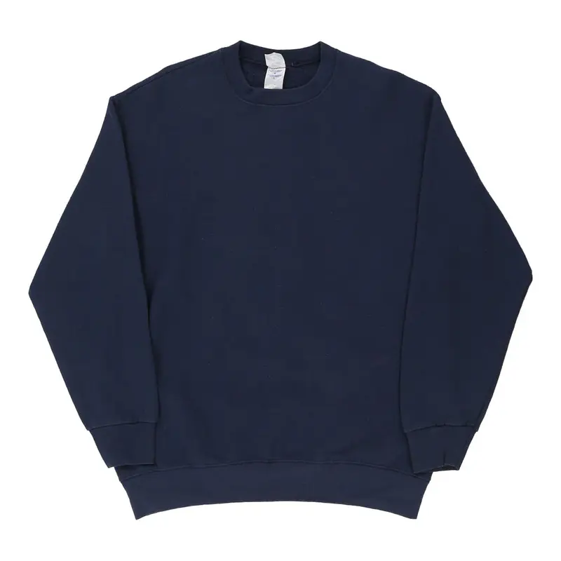 Fruit Of The Loom Sweatshirt - Large Navy Cotton Blend