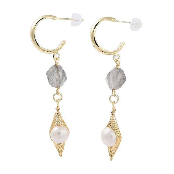 Natural Quartz Dangle Stud Earrings