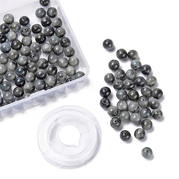 100Pcs 8mm Natural Hawk's Eye Round Beads
