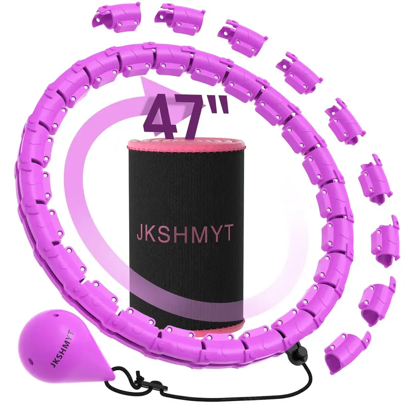 Weighted Hula Circle for Adults, Infinity Hoop Fit Plus Size 47 inch/120cm, Include 24 Detachable Links and Waist Trainer for...