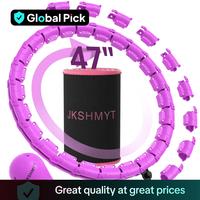 Weighted Hula Circle for Adults, Infinity Hoop Fit Plus Size 47 Inch/120cm, Include 24 Detachable Links and Waist Trainer for...