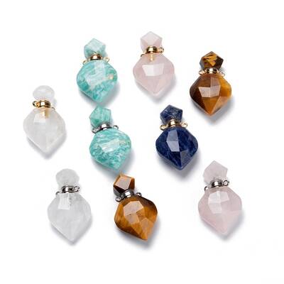 Natural Mixed Gemstone Perfume Bottle Pendants