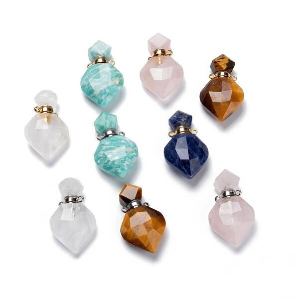 Natural Mixed Gemstone Perfume Bottle Pendants