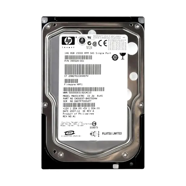 395524-001 HP 146GB 3Gb/s SAS 15000 3.5-inch 16MB Hard Drive