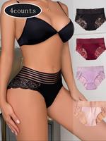 Women's Solid Color Lace Panty, Soft Comfy Breathable Knicker for Daily Wear, Underwear for Women, Womenswear
