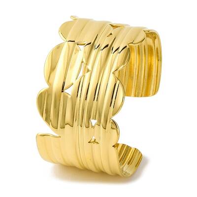 Ion Plating(IP) Grooved Wide 304 Stainless Steel Cuff Bangles for Women