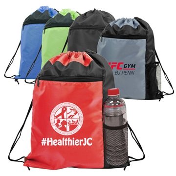 100 Custom Sports Drawstring Backpack - Mesh Pocket
