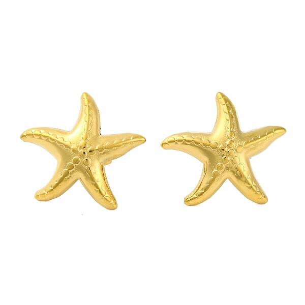 Ion Plating(IP) 304 Stainless Steel Starfish Stud Earrings