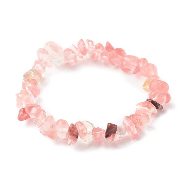 Chip Watermelon Stone Glass Stretch Beaded Bracelets for Kids