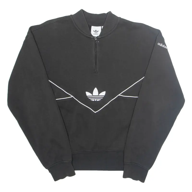 ADIDAS Womens Sweatshirt Black 1/4 Zip XS