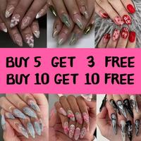 Buy 10 Get 10 Free! (Mechanical Manufacturing)  24 pcs short almond-shaped false nails and fully covered thick nails, long na...
