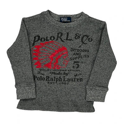 Age 2 Ralph Lauren Graphic Long Sleeve T-Shirt - 2XS Grey Cotton