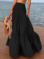 Women's Plain High Waist Skirt, Casual Zipper Long Skirt for Holiday Vacation, Ladies Bottoms for All Seasons