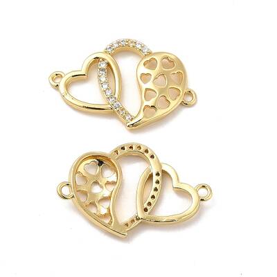 Brass Micro Pave Clear Cubic Zirconia Connector Charms