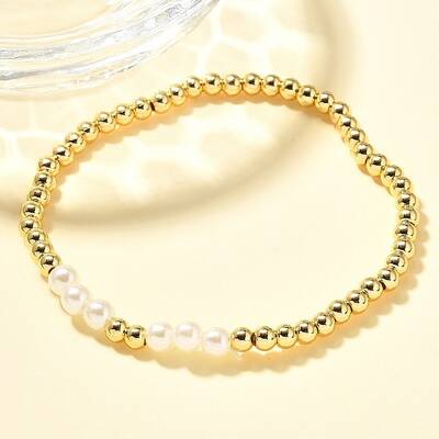 Brass Beaded Stretch Bracelets for Women