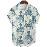 Mens Fashion Hawaiian Shirt  Animal Octopus Short Sleeve T-Shirt Best for Summer Beach