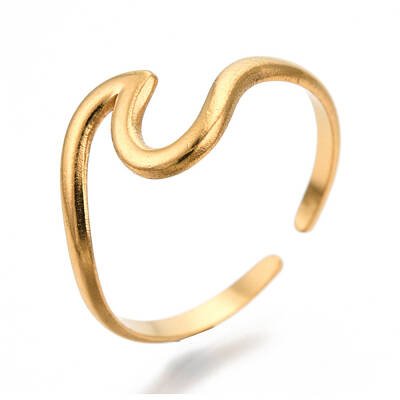 Ion Plating(IP) 304 Stainless Steel Sea Wave Cuff Rings