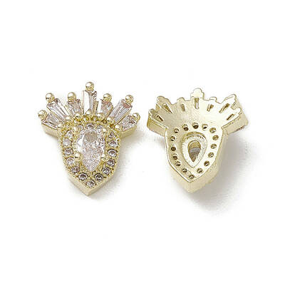 Brass Pave Clear Cubic Zirconia Nail Art Decoration