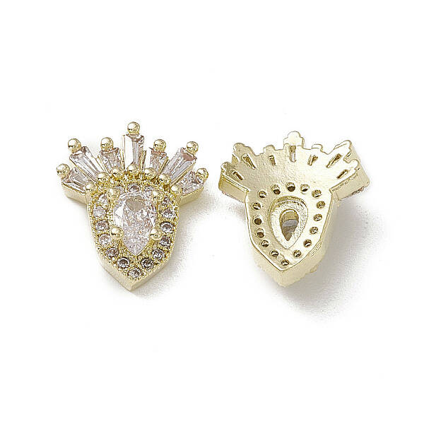 Brass Pave Clear Cubic Zirconia Nail Art Decoration