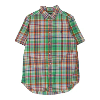 Age 10-12 Ralph Lauren Checked Short Sleeve Shirt - Large Green Cotton