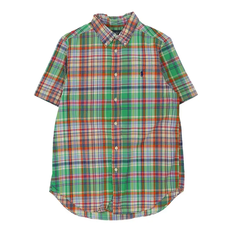 Age 10-12 Ralph Lauren Checked Short Sleeve Shirt - Large Green Cotton