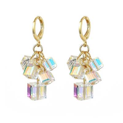 Brass Dangle Leverback Earrings