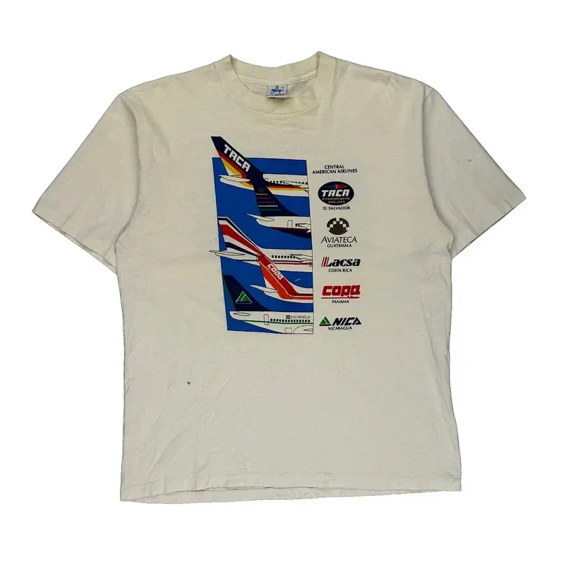 Single Stitch Central America St. Jacks Graphic T-Shirt - XL Cream Cotton
