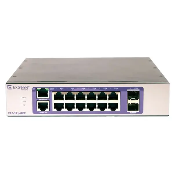 210-12p-GE2 Extreme Networks Switching 10/100/1000BASE-T PoE+ 123W 12-Port Gigabit Ethernet PoE+ Switch