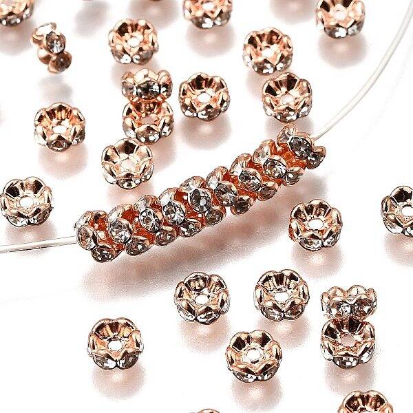 Brass Rhinestone Spacer Beads