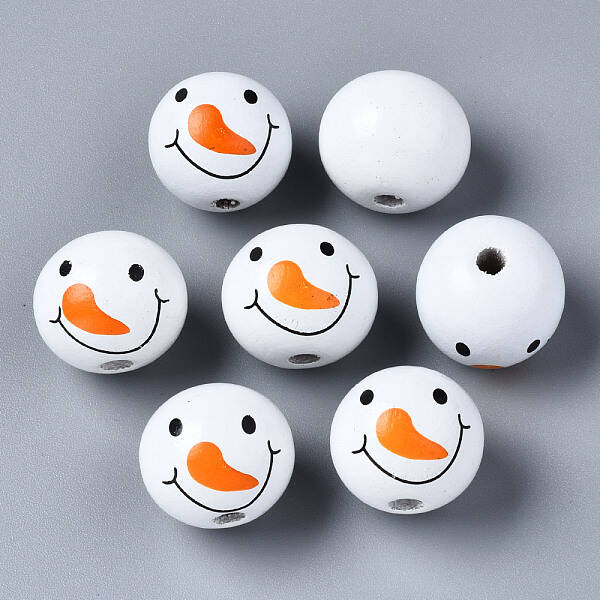 Painted Natural Wood European Beads