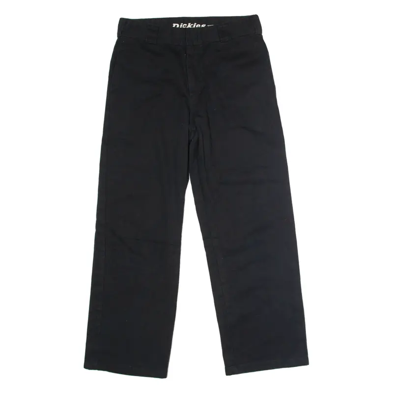 DICKIES Roll Crop Hem Workwear Womens Twill Trousers Black Straight W29 L29