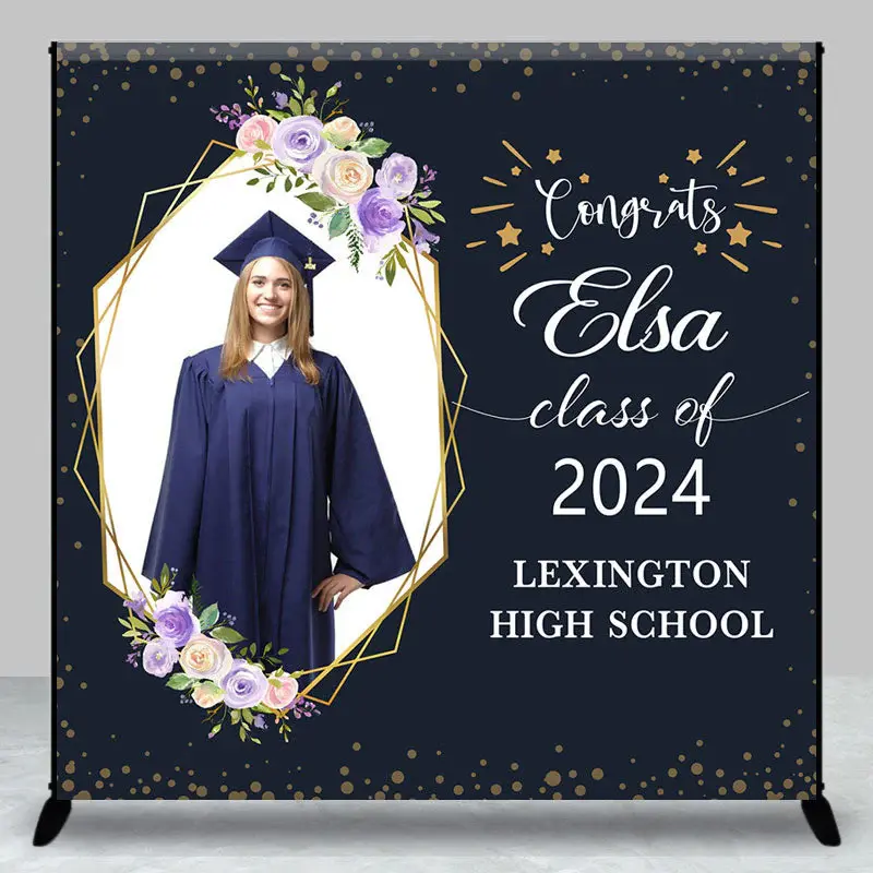 Custom Congrats Class Of 2024 Black Grad Backdrop - Aperturee