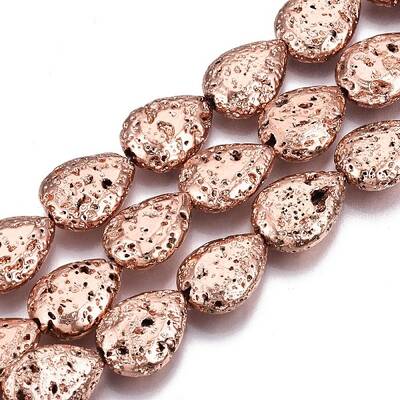 Electroplated Natural Lava Rock Bead Strands