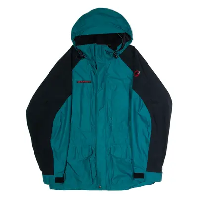 MAMMUT Mens Coat Green Hooded Colourblock XL