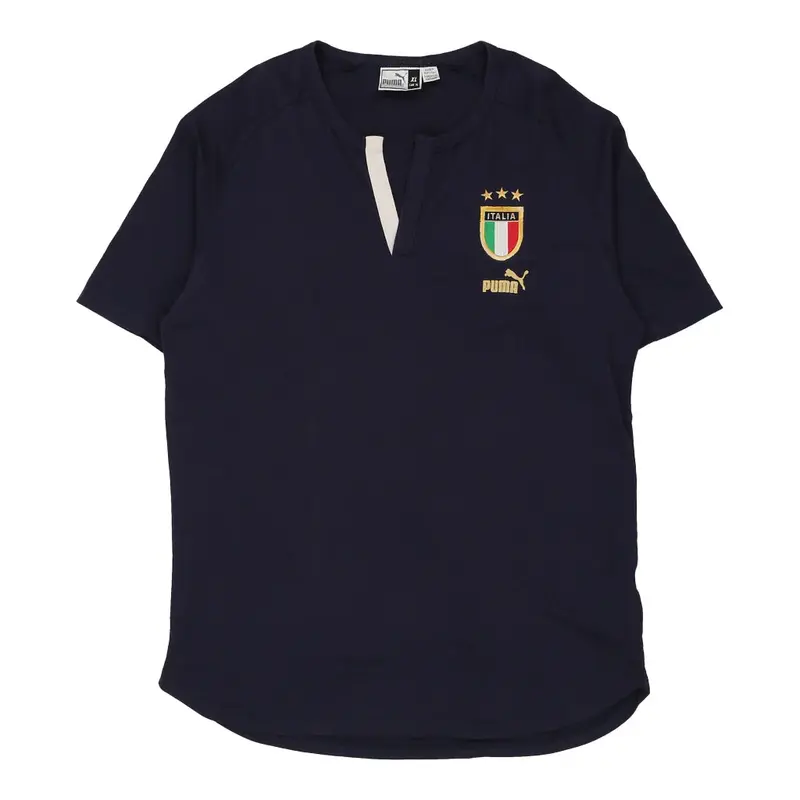 Italia Puma V-neck T-Shirt - XL Navy Cotton