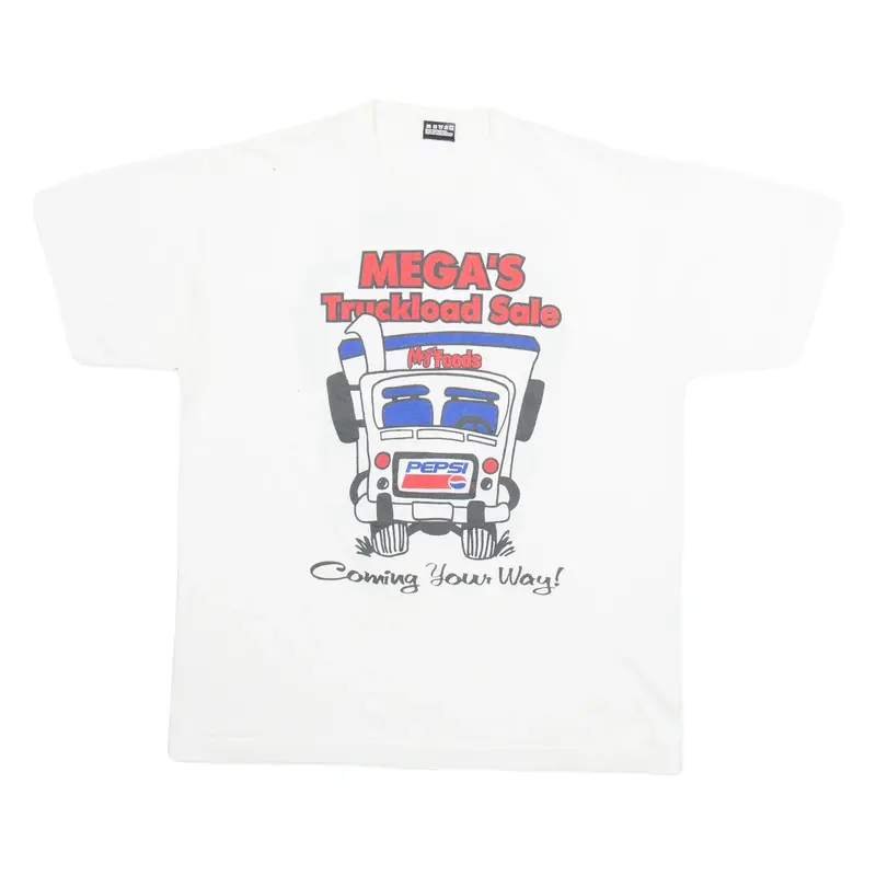 FRUIT OF THE LOOM Mega's Truckload Sale Mens T-Shirt White 90s L