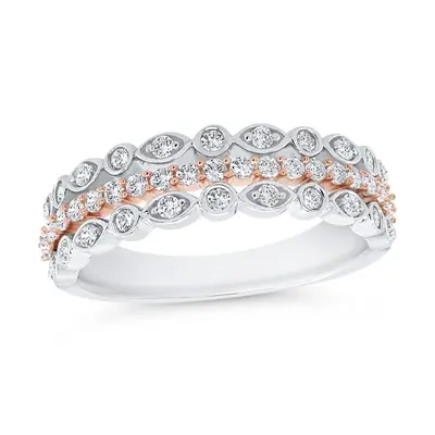 10K White Gold Round Cut Diamond Custom Stackable Ring J Color I1 Clarity 3EX IGI Certified