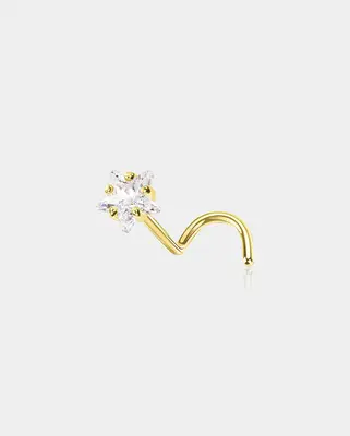14K Gold Screw Crystal Star Nose Stud