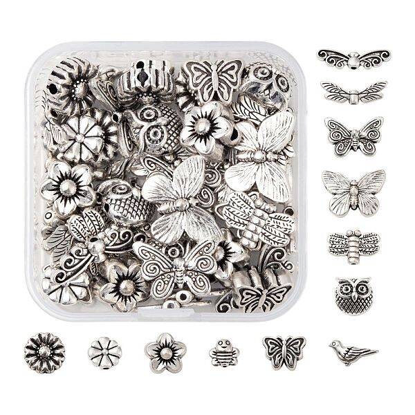 48Pcs 12 Style Tibetan Style Alloy Beads