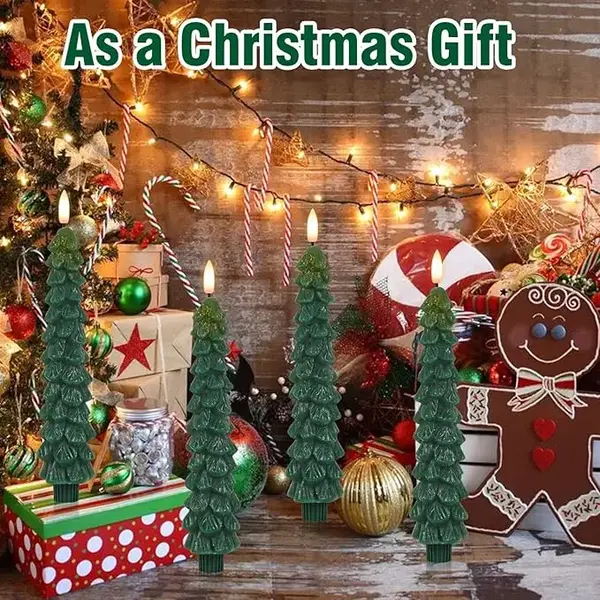 Traditional Christmas Gift，Christma Tree Flameless   Taper Candles Switch for Wall  Light Decoration Ornaments.