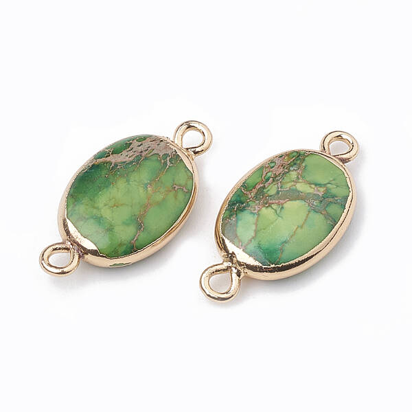 Electroplate Natural Regalite/Imperial Jasper/Sea Sediment Jasper Links connectors