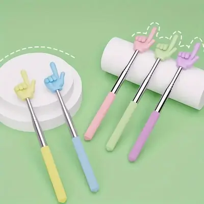 Random Color Telescopic Teacher Pointer, 2 Counts/Set Extendable Hand Index Finger Rod, Mini Telescopic Classroom Pointer for...