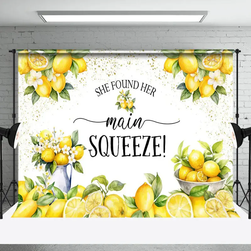 Yellow Lemon Found Her Main Squeeze Wedding Backdrop - Aperturee
