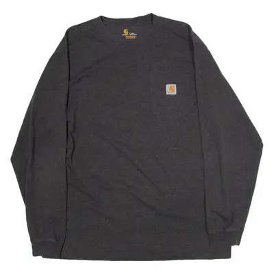 CARHARTT Original Fit Mens T-Shirt Grey Long Sleeve L