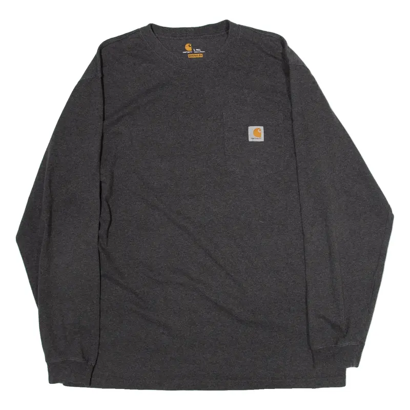CARHARTT Original Fit Mens T-Shirt Grey Long Sleeve L